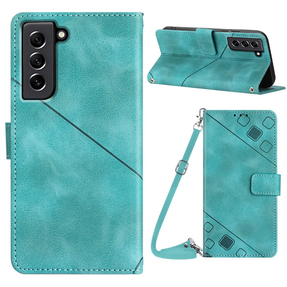 PT005 YB Imprinting Series-7 for Samsung Galaxy S21 FE 5G Flip Wallet Case Imprinted Lines PU Leather Stand Crossbody Phone Cover PT005 YB Imprinting Series-7 for Samsung Galaxy S21 FE 5G Flip Wallet Case Imprinted Lines PU Leather Stand Crossbody Phone Cover